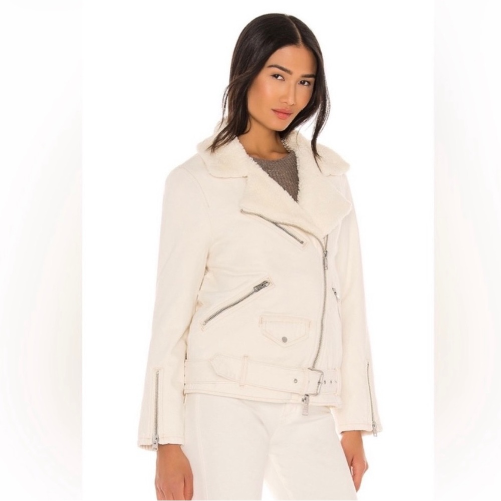 All Saints Denim & Sherpa Biker Jacket